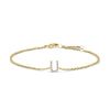 10K White Gold Diamond Accent "A" Initial Charm and Link Bracelet