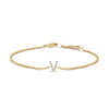 10K White Gold Diamond Accent "A" Initial Charm and Link Bracelet