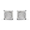10K White Gold 1 1/4 Cttw Princess Diamond Composite Double Square and Halo Stud Earrings (I-J Color, I1-I2 Clarity)