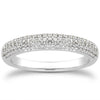 14k White Gold Triple Multi-Row Micro- Pave Diamond Wedding Ring Band
