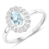 0.44 Carat Genuine Aquamarine and White Diamond 14K White Gold Ring