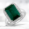 5.72 Carat Dyed Emerald and White Diamond .925 Sterling Silver Ring