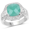 4.09 Carat Genuine Emerald and White Topaz .925 Sterling Silver Ring