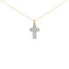 14K Yellow Gold 2.0 Cttw Multi-Row Diamond Cross Pendant Necklace