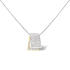 14K White and Yellow Gold 2.0 Cttw Princess Cut Diamond Two Tone Foldover Box Pendant 18â€ Box Chain Necklace (H-I Color, SI1-SI2 Clarity)