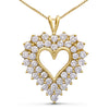 14K Yellow Gold Plated .925 Sterling Silver 4.0 Cttw Diamond Shadow Frame Heart 18" Pendant Necklace (J-K Color, I1-I2 Clarity)