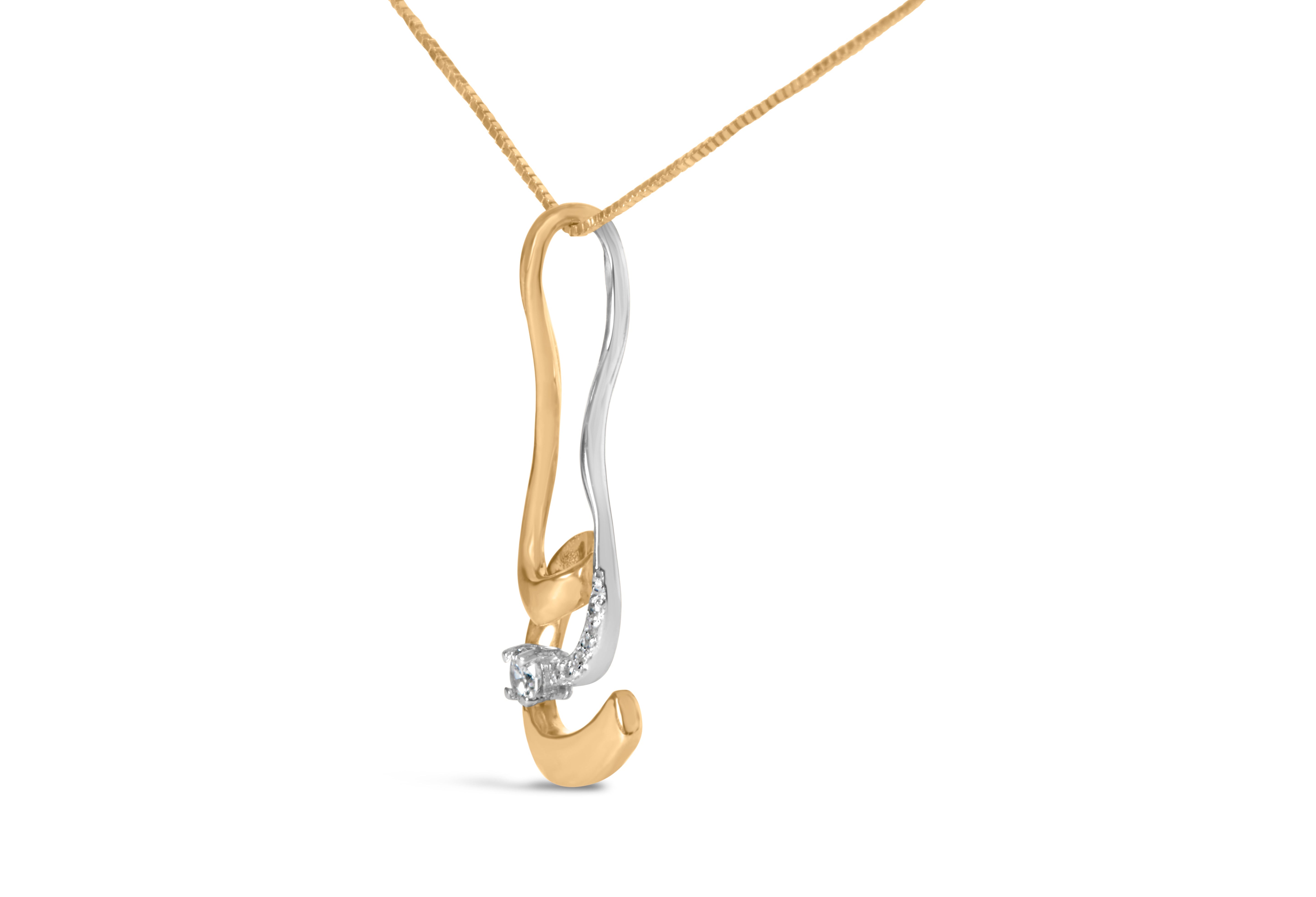 Espira 10K Two-Tone Gold 1/10 cttw Round Cut Diamond Swirl Pendant Necklace (I-J, I2-I3)