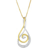 Espira 10K Two-Tone Gold Round Cut Diamond Sparkling Spiral Pendant Necklace (1/6 cttw, J-K Color, I2-I3 Clarity)