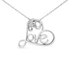 .925 Sterling Silver 1/6 Cttw Round Brilliant-Cut Diamond Accented Open Heart with Love 18" Pendant Necklace (H-I Color, I1-I2 Clarity)