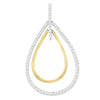 14K Two-Tone Gold Round Cut Diamond Double Burst Pendant Necklace (1.00 cttw, H-I Color, SI2-I1 Clarity)