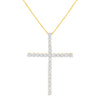 .925 Sterling Silver 3.0 Cttw Round Shape Diamond 1-1/2" Cross Pendant with Box Chain Necklace (I-J Color, I2-I3 Clarity) - 18"