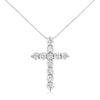 .925 Sterling Silver 1.0 Cttw Prong Set Round-Cut Diamond Cross 18" Pendant Necklace (I-J Color, I2-I3 Clarity)