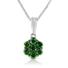 .925 Sterling Silver 1/2 Cttw Prong Set Treated Green Diamond Floral Cluster 18" Pendant Necklace (Green Color, I1-I2 Clarity)