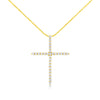 10K Yellow Gold Plated .925 Sterling Silver 3.0 Cttw Prong-Set Round Brilliant Cut Diamond Cross 18" Pendant Necklace (J-K Color, I1-I2 Clarity)