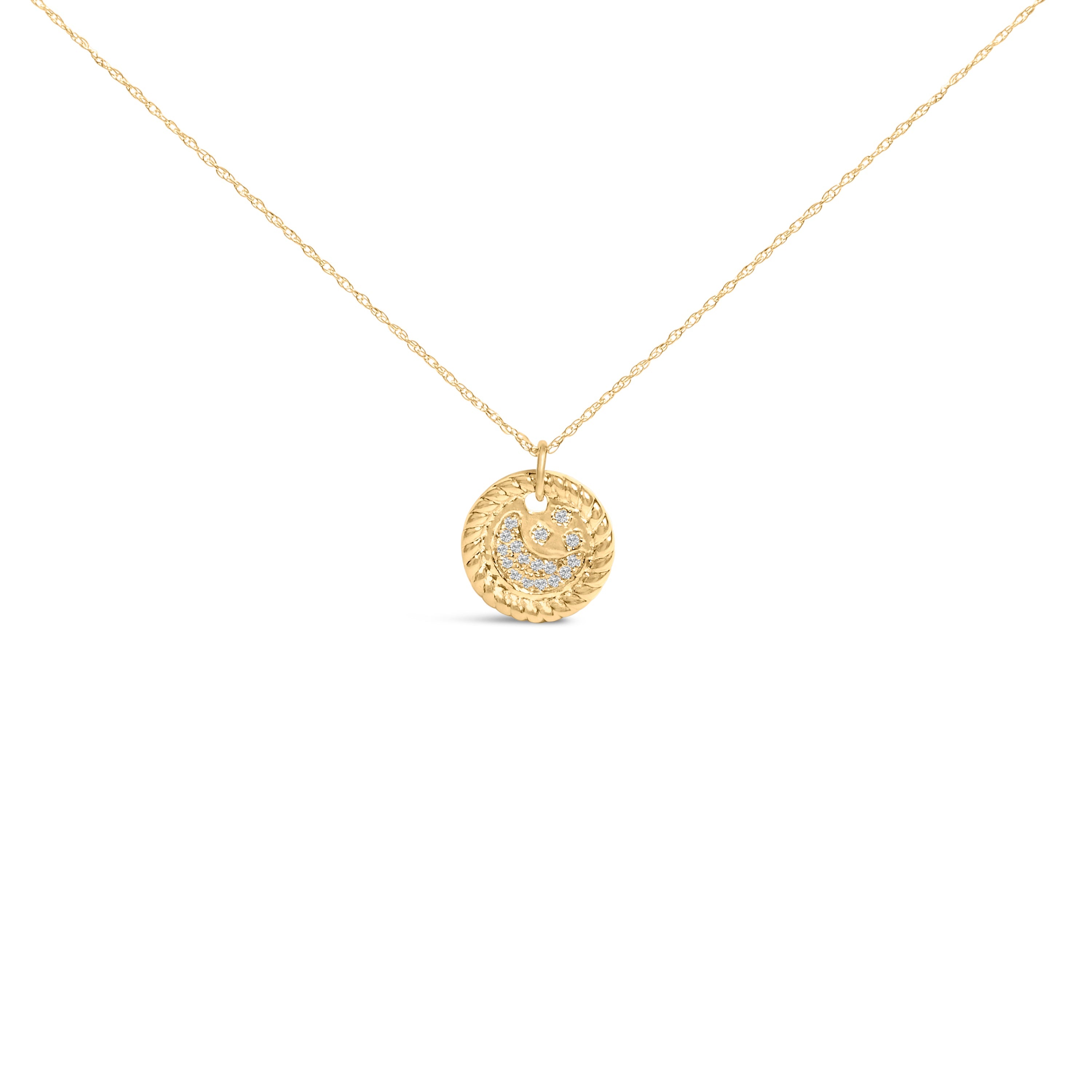 10K Yellow Gold Diamond Accent Crescent Moon Pendant Necklace