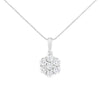 14K White Gold 2.00 Cttw Brilliant Round-Cut Diamond 7 Stone Flower Cluster 18" Pendant Necklace (H-I Color, SI2-I1 Clarity)