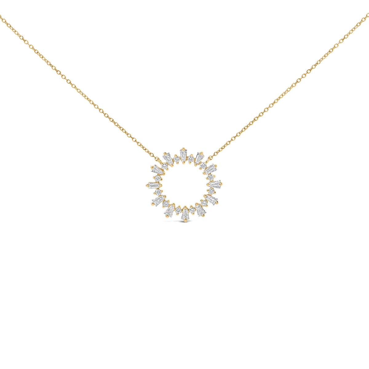 14K Yellow Gold Plated Sterling Silver 3/4 Cttw Diamond Starburst Pendant Necklace