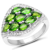 2.37 Carat Genuine Chrome Diopside and White Diamond .925 Sterling Silver Ring