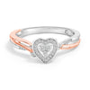 14K Rose Gold Plated Sterling Silver 1/10 Cttw Diamond Heart Motif Ring