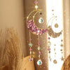 Amethyst Suncatcher for Window Hanging Hourglass Moon Sun Catcher with Chain Rainbow Maker
