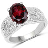 3.23 Carat Genuine Rhodolite and White Topaz .925 Sterling Silver Ring
