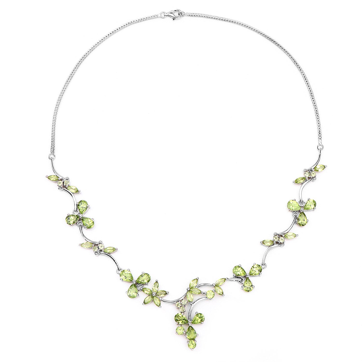 17.24 Carat Genuine Peridot .925 Sterling Silver Necklace