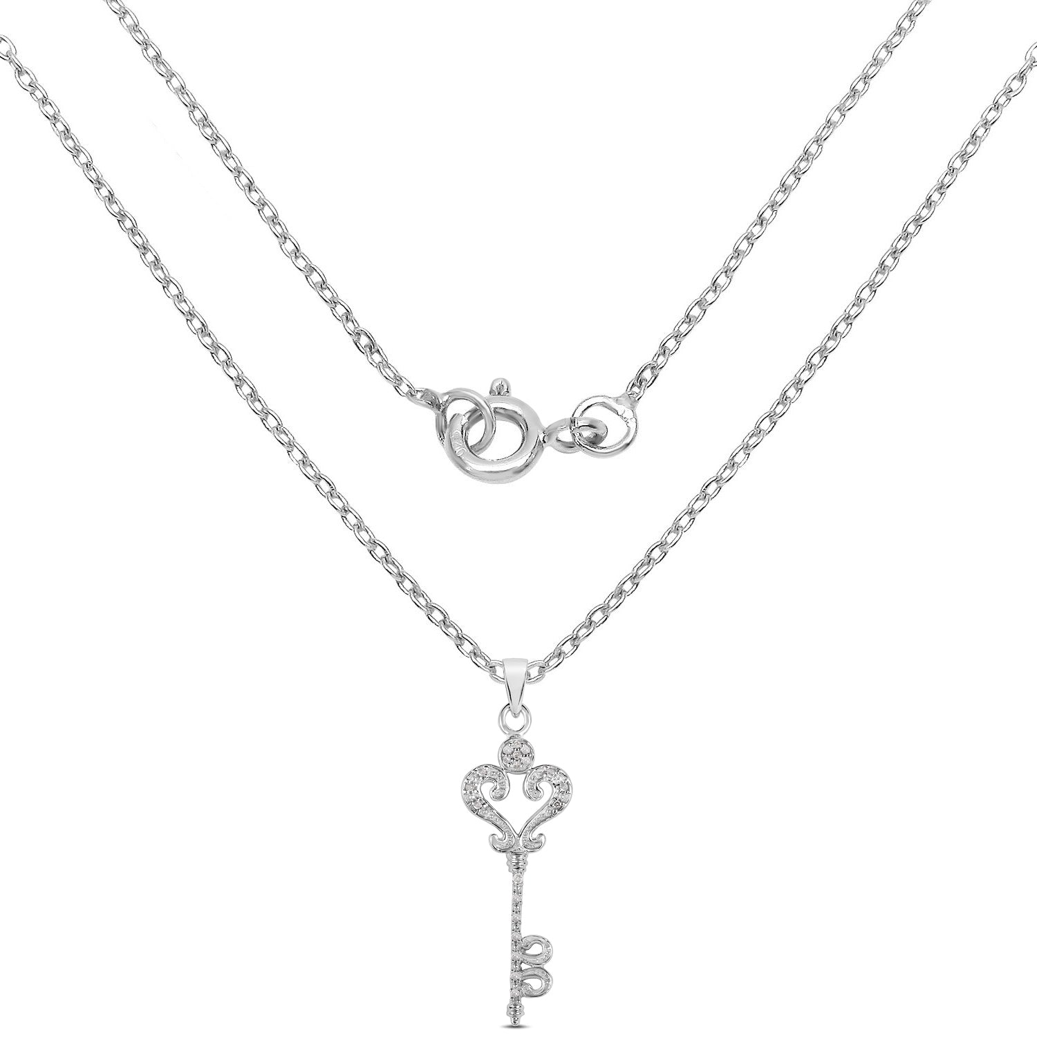 0.10 Carat Genuine White Diamond .925 Sterling Silver Pendant
