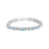 .925 Sterling Silver Oval Blue Topaz Diamond Butterfly Link Bracelet (I-J Color, I1-I2 Clarity) - Size 7" Inches