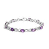 .925 Sterling Silver Oval Purple Amethyst and Diamond Infinity Link Bracelet (I-J Color, I1-I2 Clarity) - 7" Inches