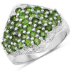2.41 Carat Genuine Chrome Diopside and White Topaz .925 Sterling Silver Ring