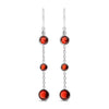 .925 Sterling Silver Graduating Bezel Set Red Garnet Dangle Earring