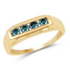 14K Yellow Gold Plated 0.48 Carat Genuine Blue Diamond .925 Sterling Silver Ring