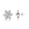 Matte Finished .925 Sterling Silver Diamond Accent Flower Hoop Stud Earring (I-J Color, I1-I2 Clarity)