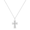.925 Sterling Silver Prong-Set Diamond Accent Cross 18" Pendant Necklace (I-J Color, I1-I2 Clarity)