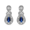 .925 Sterling Silver 4.5 x 3mm Pear Sapphire Gemstone and Diamond Accent Infinity Drop Stud Earrings (H-I Color, SI1-SI2 Clarity)