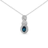 .925 Sterling Silver 6x4mm Pear Sapphire and Diamond Accent Infinity Drop 18" Pendant Necklace (H-I Color, SI1-SI2 Clarity)