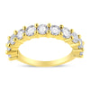 14K Yellow Gold Plated .925 Sterling Silver 2.00 Cttw Shared Prong Set Round-Diamond 11 Stone Band Ring (J-K Color, I1-I2 Clarity) - Size 7