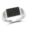 0.55 Carat Genuine Black Diamond and White Diamond .925 Sterling Silver Ring