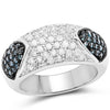 0.94 Carat Genuine Blue Diamond and White Diamond .925 Sterling Silver Ring