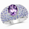 4.21 Carat Genuine Amethyst and Tanzanite .925 Sterling Silver Ring
