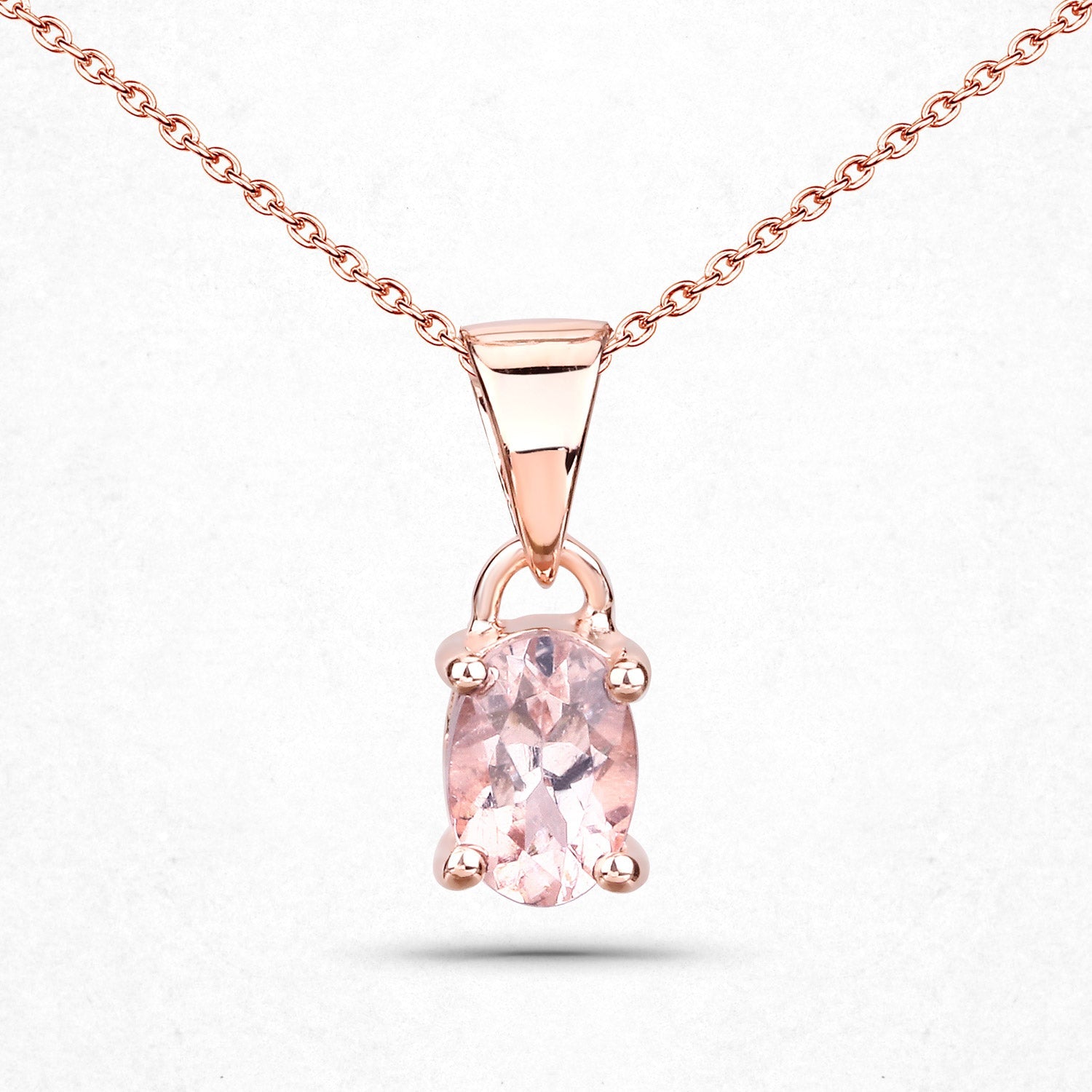18K Rose Gold Plated 0.70 Carat Genuine Morganite .925 Sterling Silver Pendant