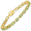 18K Yellow Gold Plated 9.03 Carat Genuine Peridot .925 Sterling Silver Bracelet