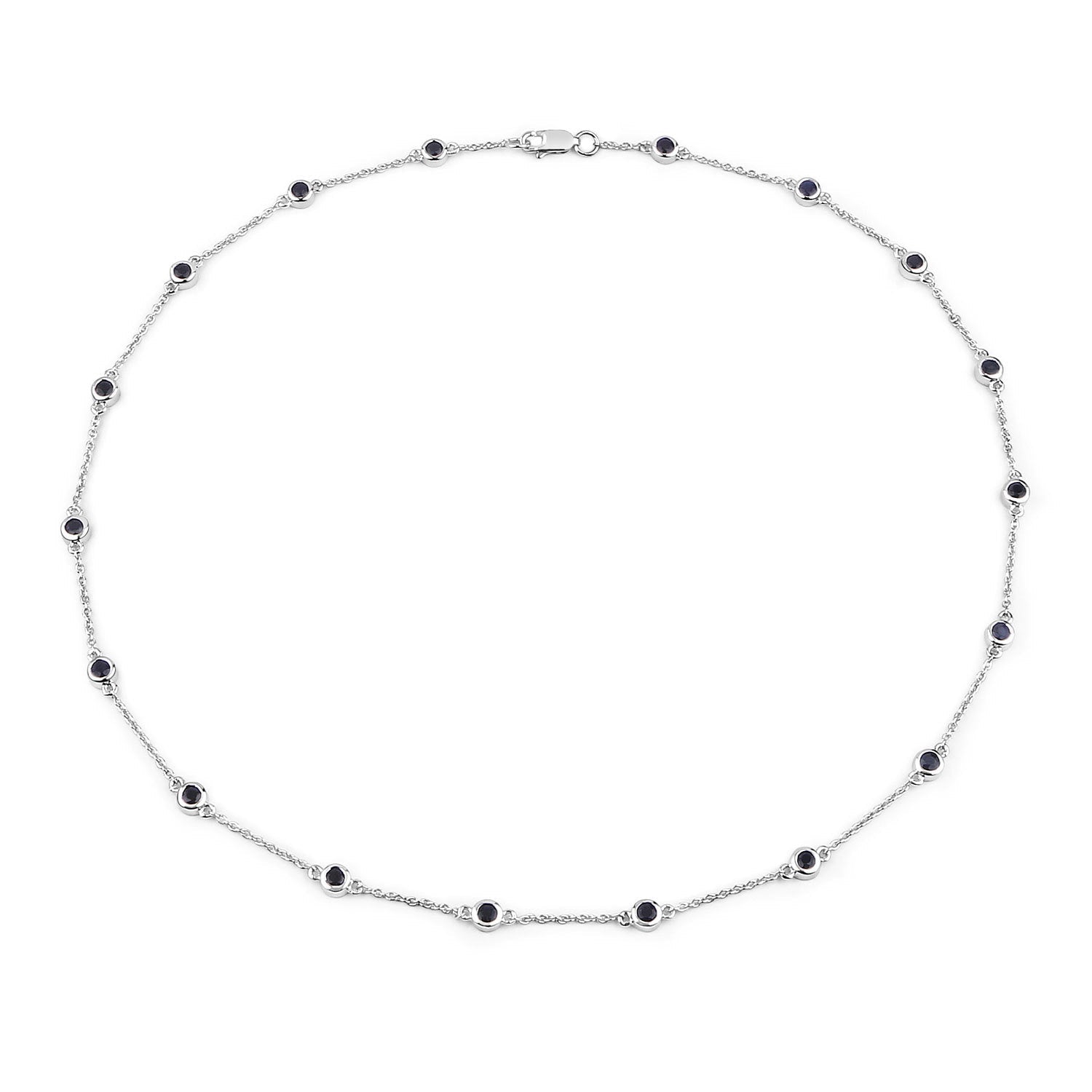 1.98 Carat Genuine Blue Sapphire .925 Sterling Silver Necklace