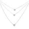 .925 Sterling Silver 1/2 Cttw Round Diamond Medallion Multi-Strand Tri Pendant 18" Necklace (H-I Color, I2-I3 Clarity)