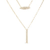 14K Yellow Gold 3/8 Cttw Two-Strand Marquise and Bar Charm Paper Clip Link Pendant Necklace  (I-J Color, I1-I2 Clarity) -18" and 20" Inch Lengths