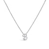 10K White Gold Diamond Accent "A" Initial Script Style Pendant Necklace