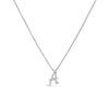 10K White Gold Diamond Accent "A" Initial Script Style Pendant Necklace