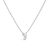 10K White Gold Diamond Accent "A" Initial Script Style Pendant Necklace