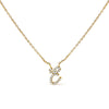 10K White Gold Diamond Accent "A" Initial Script Style Pendant Necklace