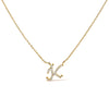 10K White Gold Diamond Accent "A" Initial Script Style Pendant Necklace